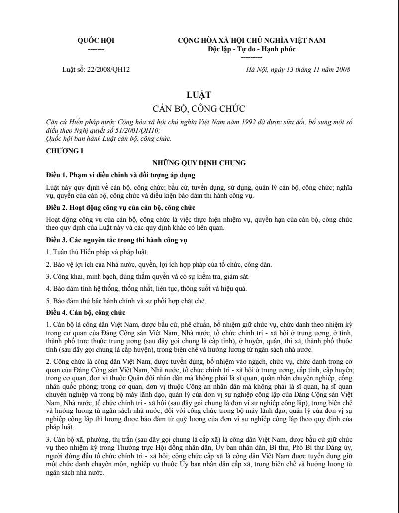 Luật Cán Bộ, Công Chức pdf file